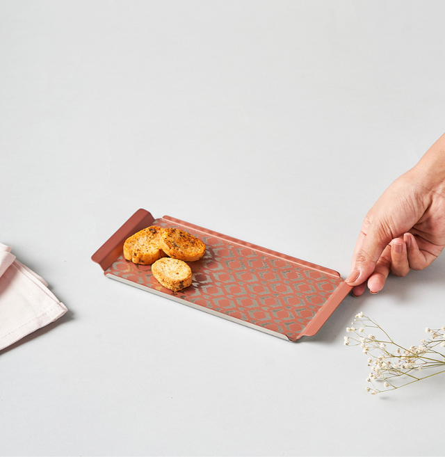 Pink Ikat Designer Serving Tray – Small & Stylish