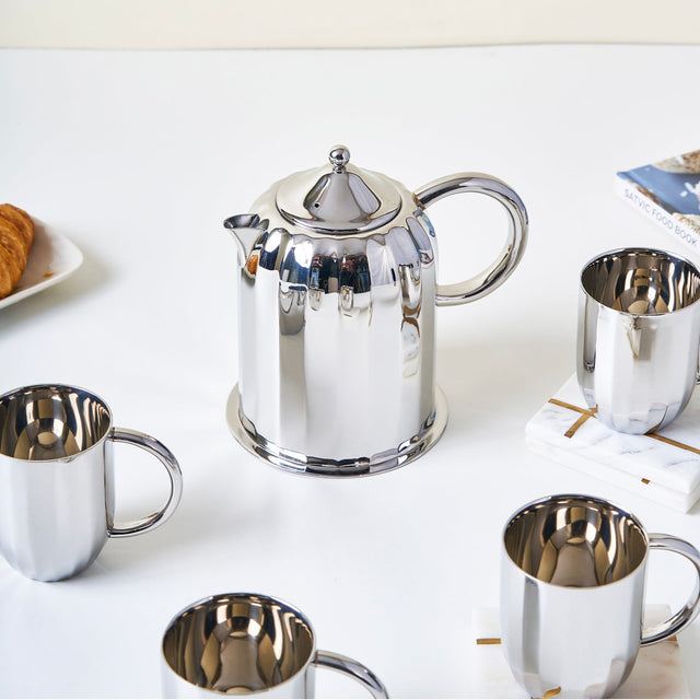 Luxury Dome Stainless Steel Coffee Mug & Pot Set