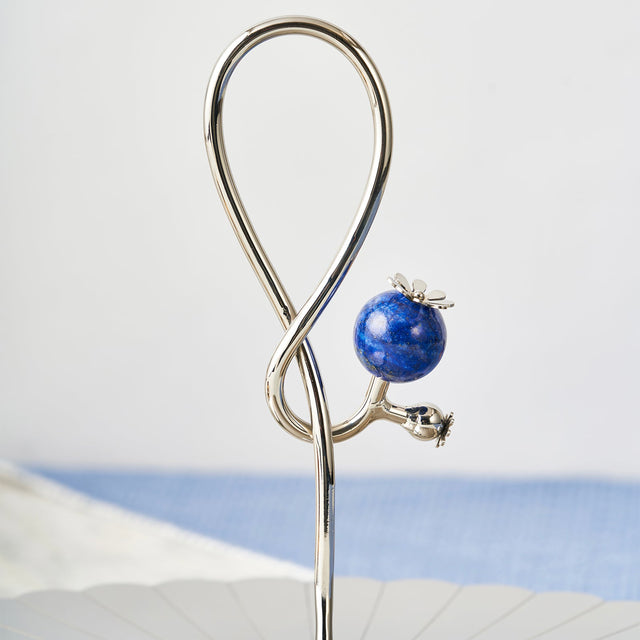 Poppy Pole Platter with Lapiz Lazuli Stone | Medium