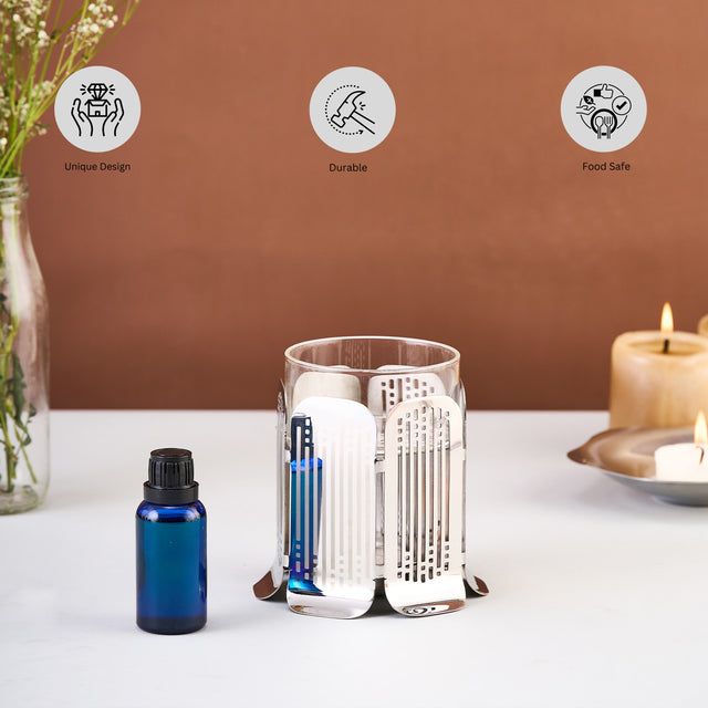 Art Deco T-light cum Aroma Diffusor SS