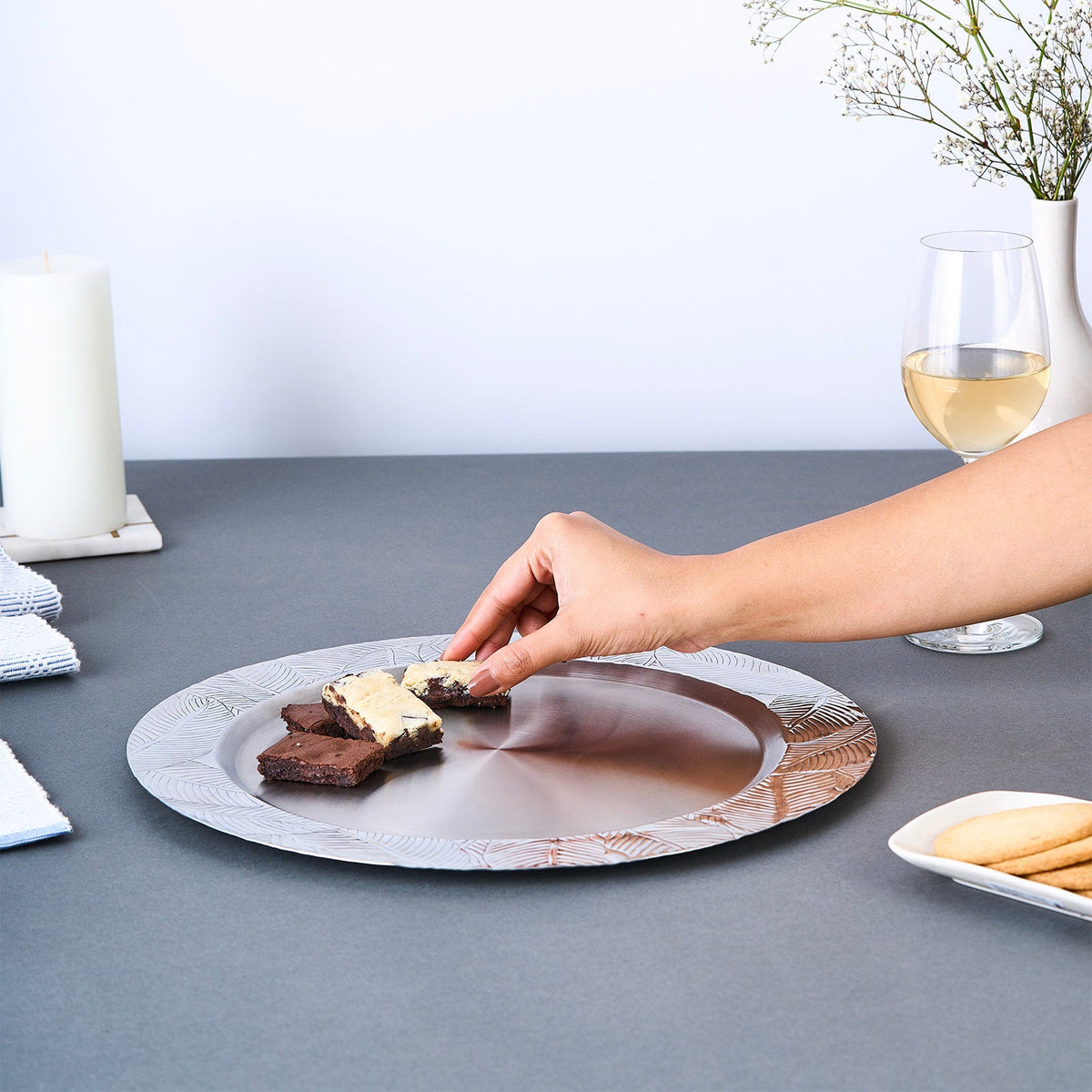 Deco Line Flower Charger Plate | Premium Stainless Steel Plates