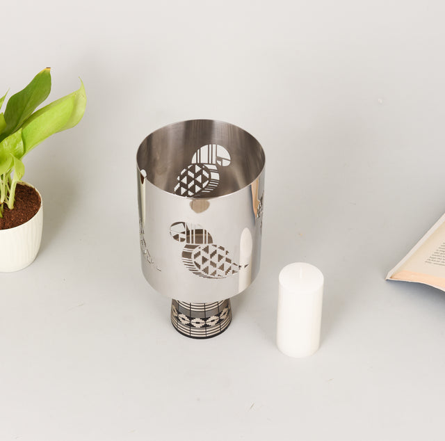 Paithani Parrot Pillar Candle Lamp | Small