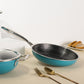 Stainless Steel Triply Teal Frypan 24 cm (1.8 Ltr) Etched Nonstick with Rivetless Stay Cool Handle + Vented Glass Lid