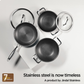 Stainless Steel Triply Kadhai 24 cm (2.7 Ltr) Etched Nonstick with Rivetless Stay Cool Handle + Vented Glass Lid