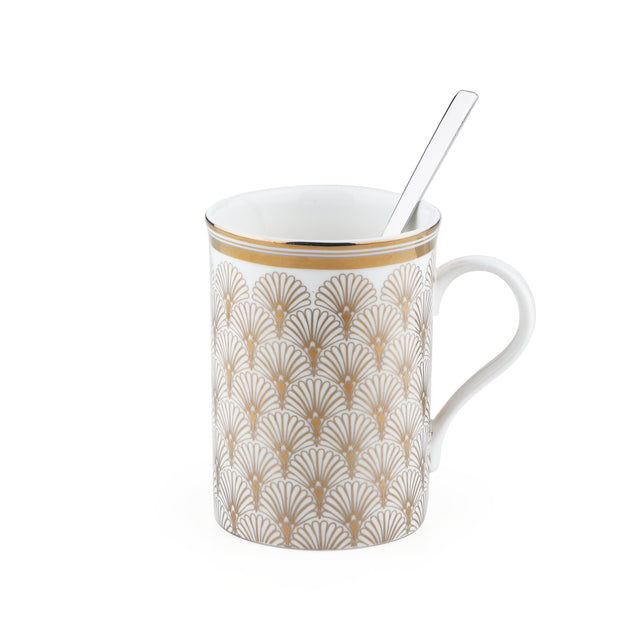Deco Gold Mug with Stirrer | Set of 2