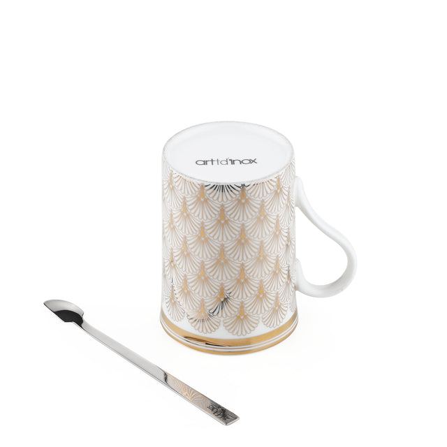 Deco Gold Mug with Stirrer | Set of 2