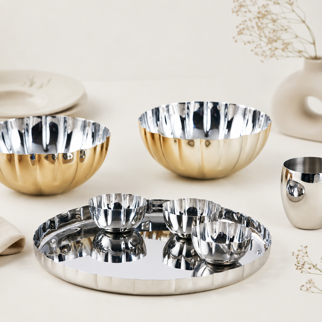 Mushroom Collection Stainless Steel Dinner Set of 33 Pcs